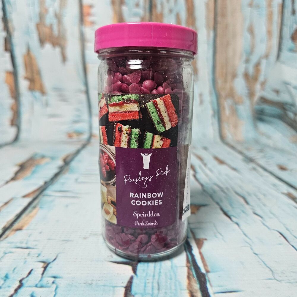 Pink Zebra Rainbow Cookies Sprinkles Jar 16 oz Paisley's Pick New Sealed